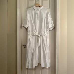 Ralph Lauren midi white linen tie front dress.